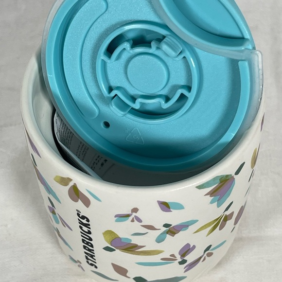 New With Lid Starbucks 2023 Floating Snowdrops Ceramic Travel Cup Mug 8 Oz - Picture 3 of 5